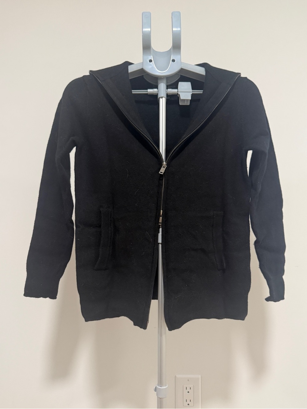 Christian Lacroix 100% Merino Wool Double-Zip Cardigan/Top – Size S – Black